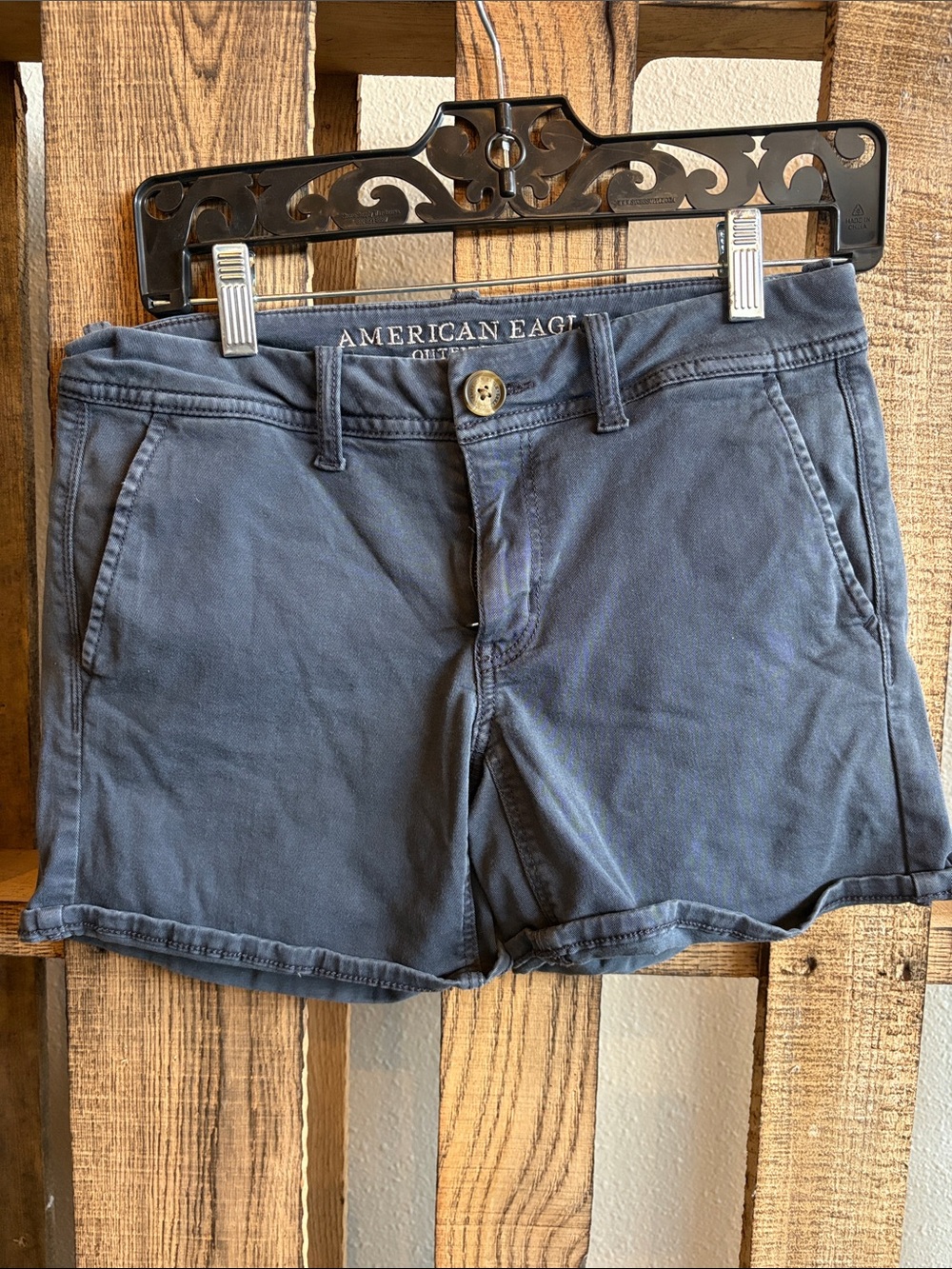 American Eagle Outfitters Navy Blue Cotton Bermuda Shorts